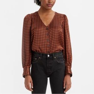 Levi's Burnt Orange Plaid Kit Everday Blouse